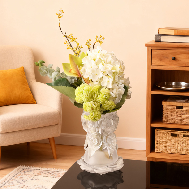 Lost-Wax Casting Process Glass Home Decor Crystal Glass Vase 