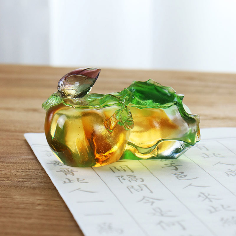 Mga Ornament sa Sculpture na may kulay na Crystal Glass na hugis persimmon