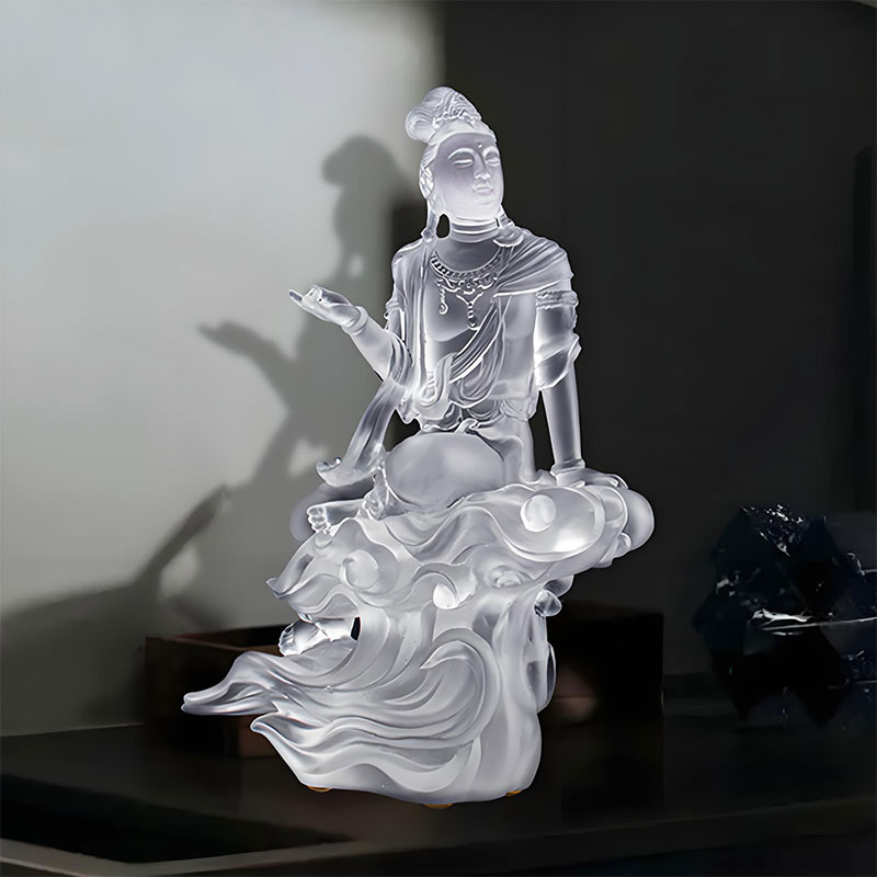 Avalokiteśvara Bodhisattva Transparent Glass Sculpture