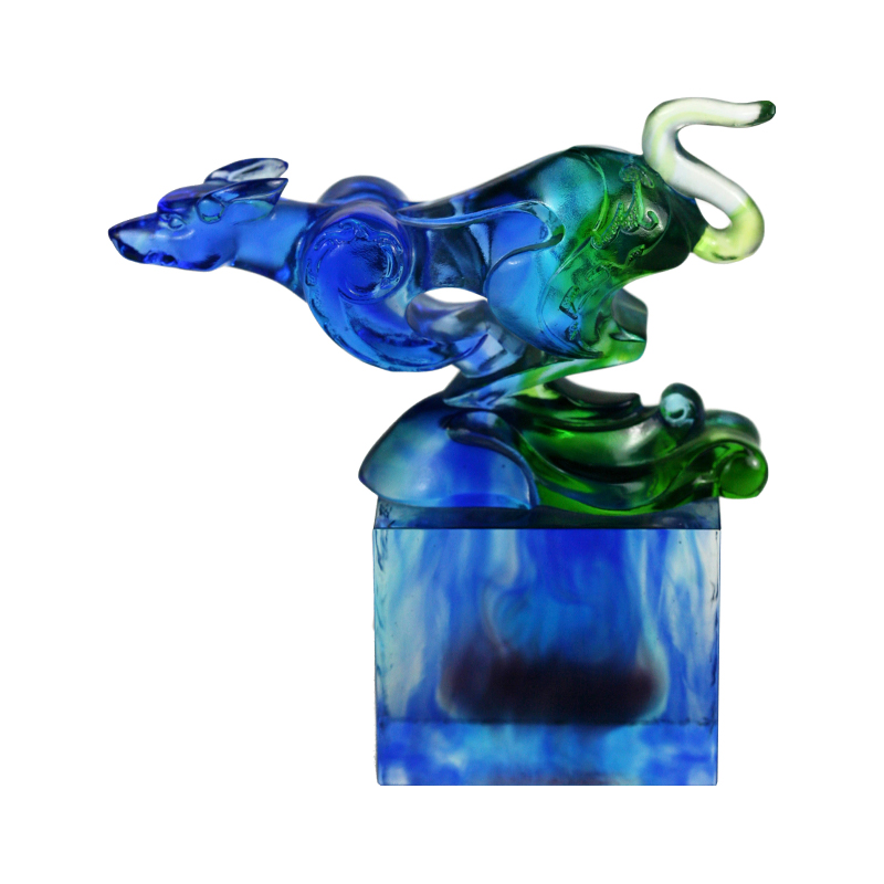 Asul-berde na klasikal na palamuting selyo ng salamin