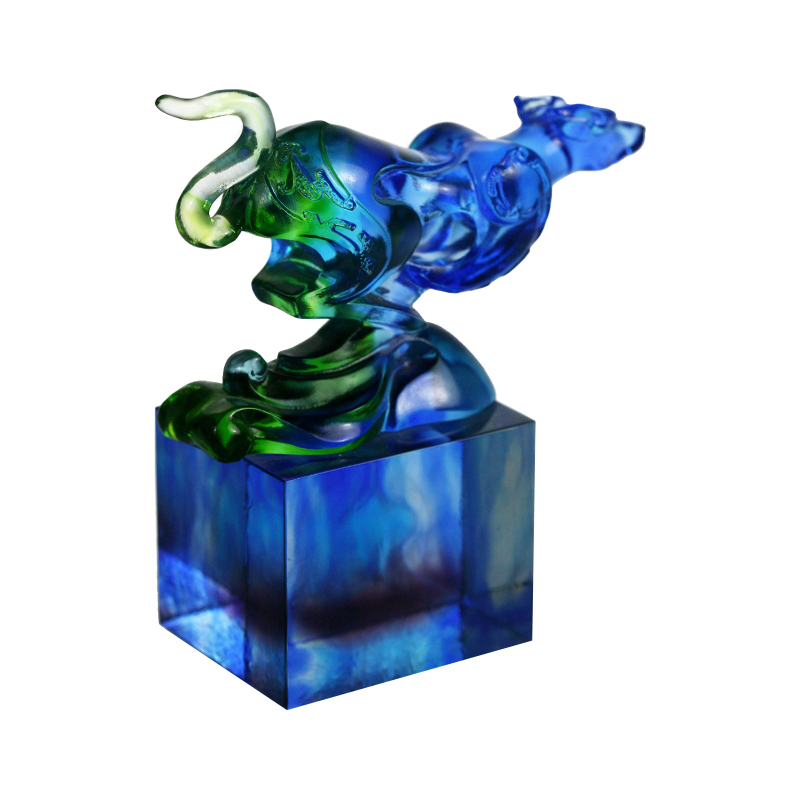 Asul-berde na klasikal na palamuting selyo ng salamin