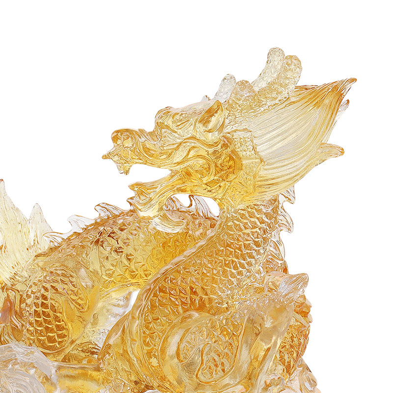 Maunlad na Fortune- Light amber liuli crystal dragon ornament