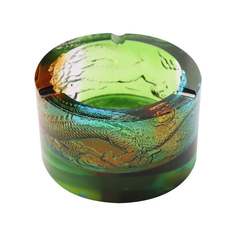 Glass ashtray na may pattern ng dragon-out-of-sea