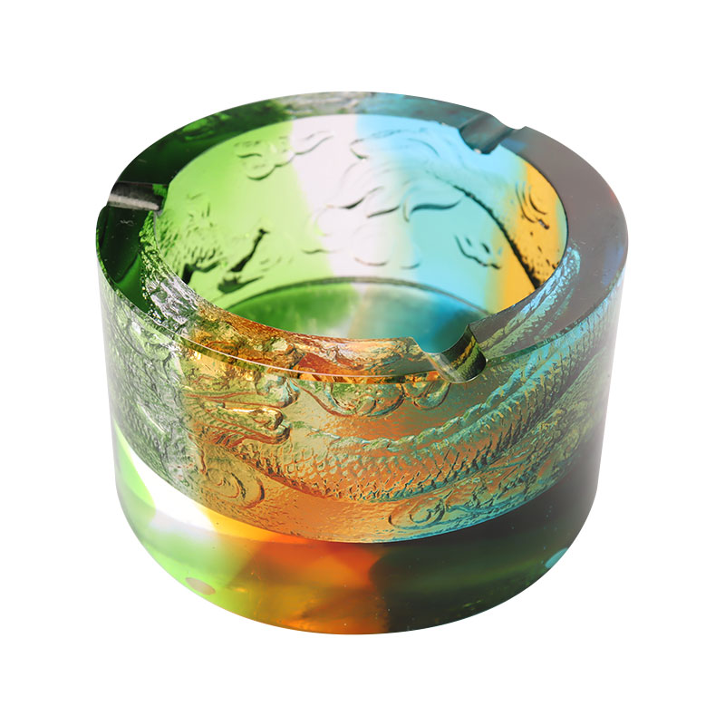 Glass ashtray na may pattern ng dragon-out-of-sea