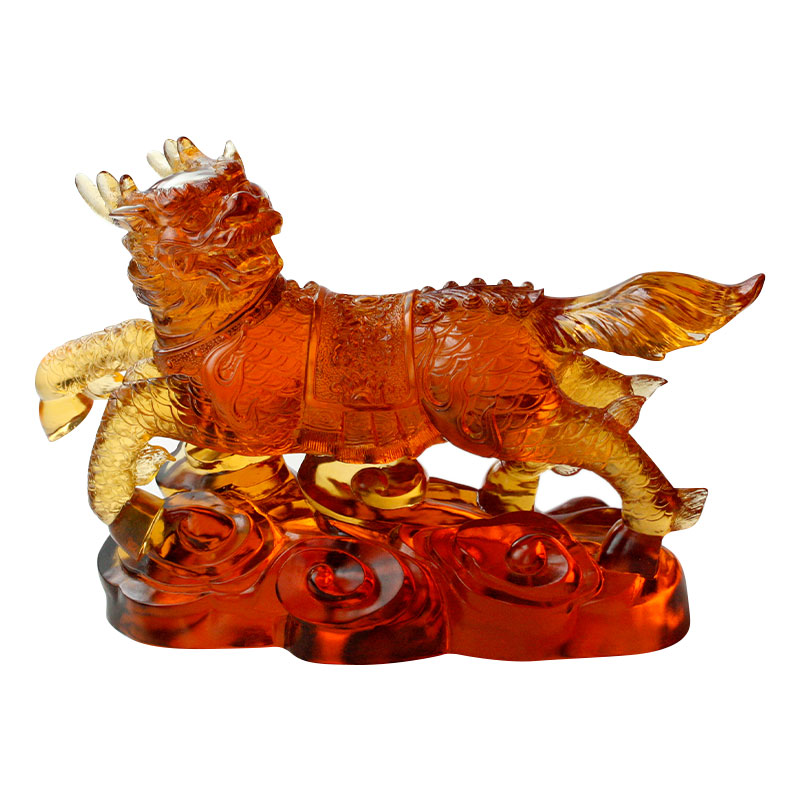 Amber glass mythical beast ornaments