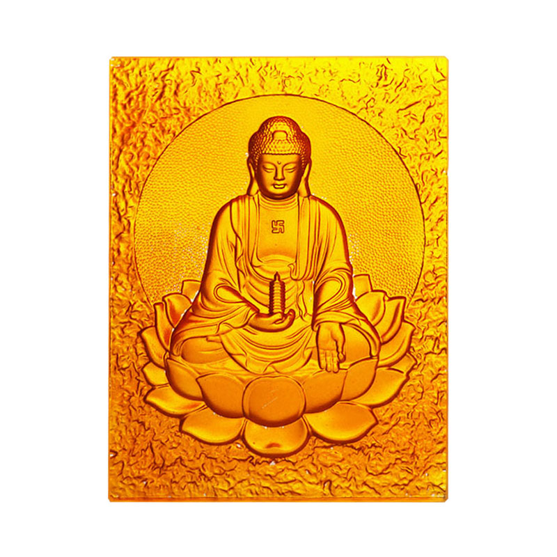 Oriental Medicine Buddha Golden Crystal Glass Brick