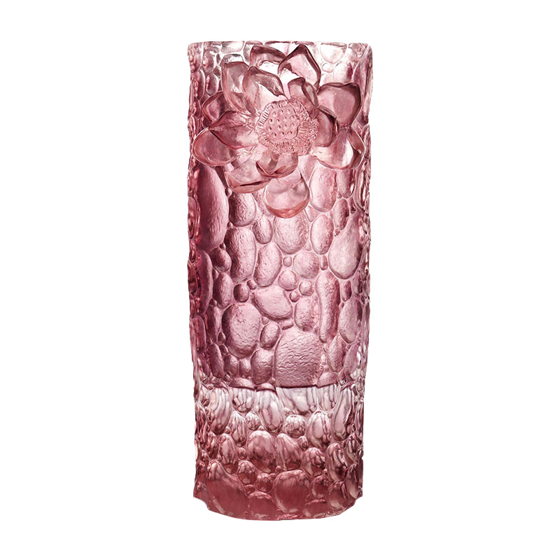 Pebble texture purple pink glass vase