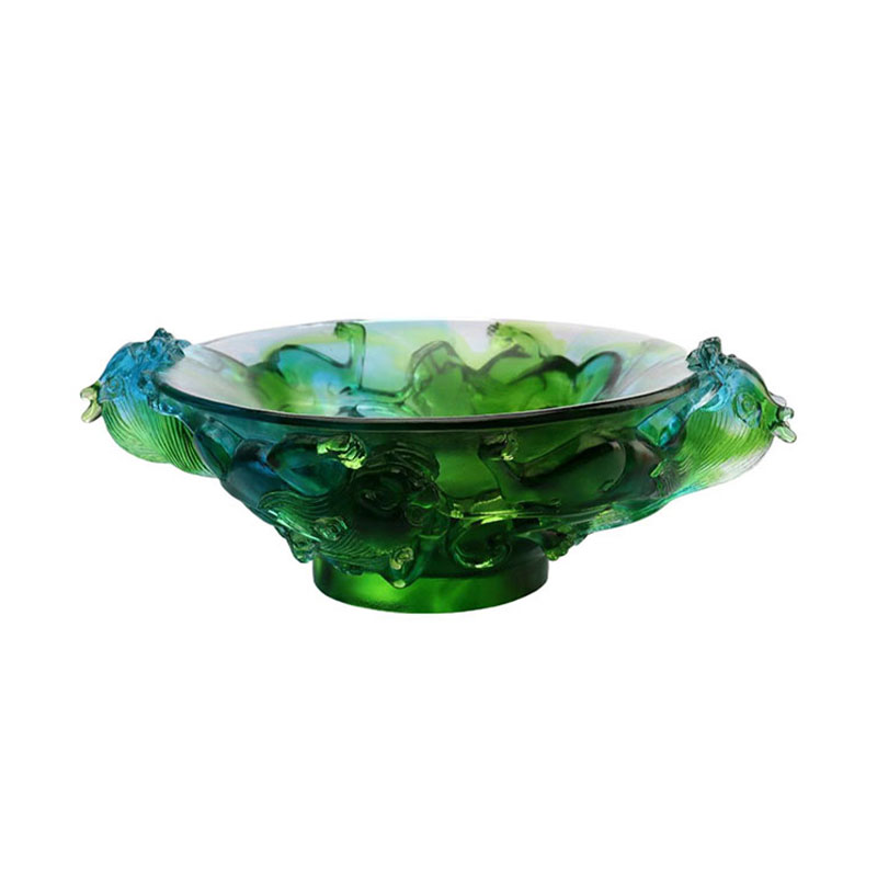 Transparent berdeng salamin na prutas na plato