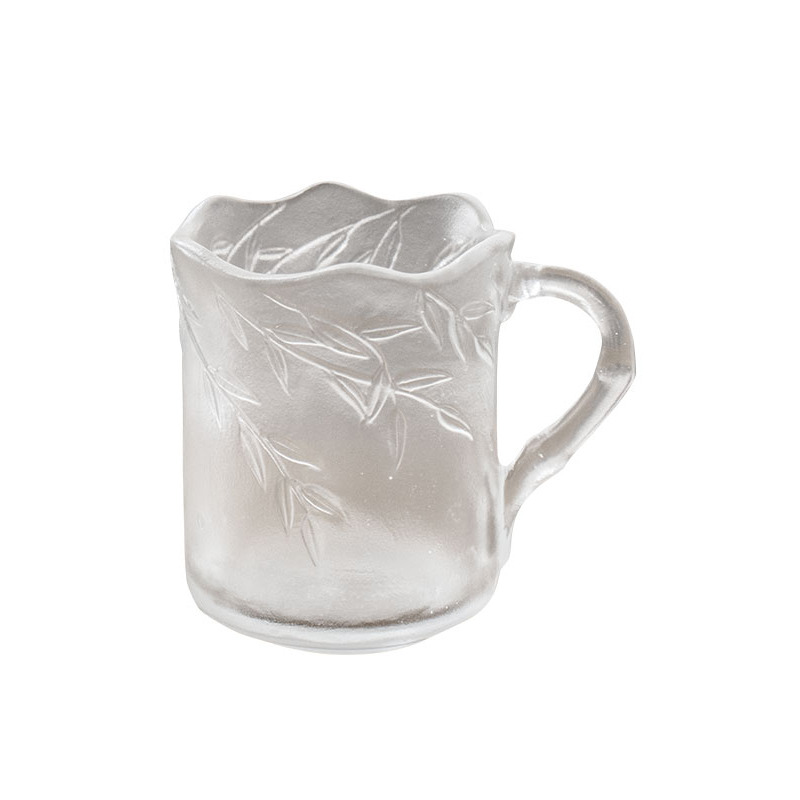 Bamboo leaf relief Glass Cups With Handles