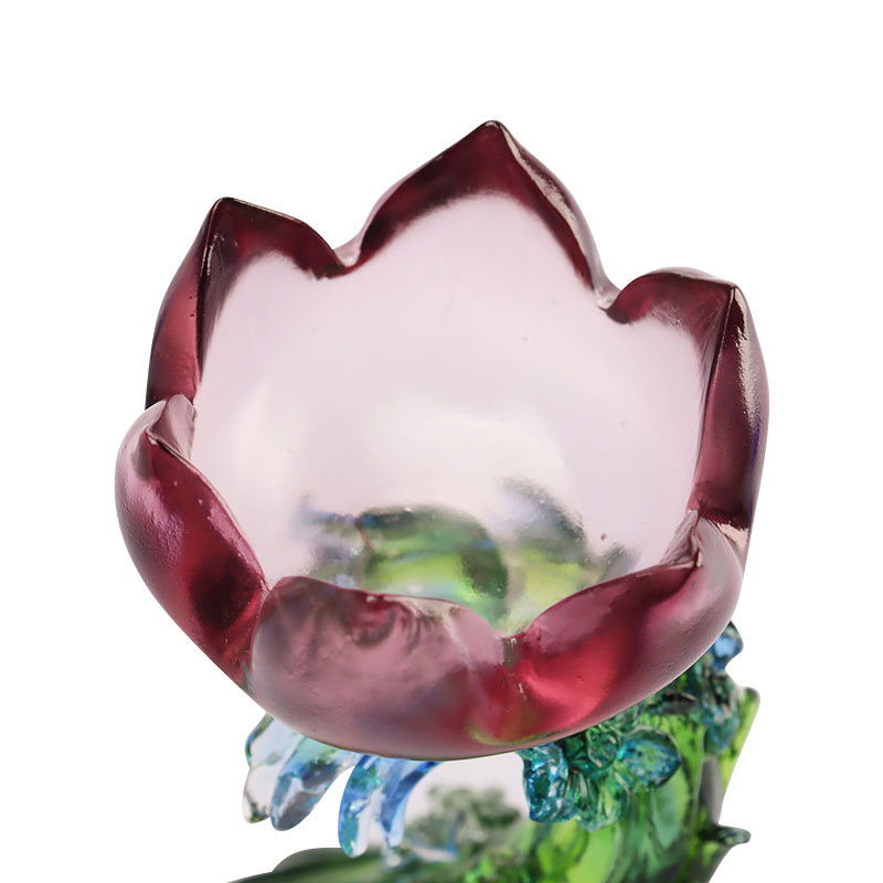 Crystal Glass Lotus na hugis kandelero