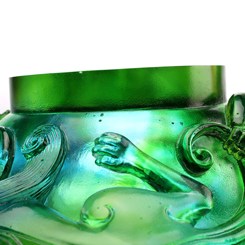 Transparent berdeng salamin na prutas na plato