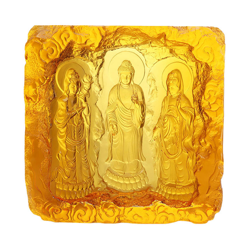 Three Western Saints Buddha Glass Figurines Statue