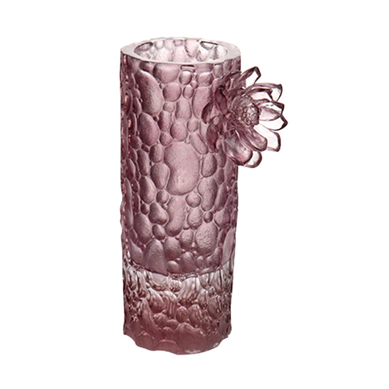 Pebble texture purple pink glass vase