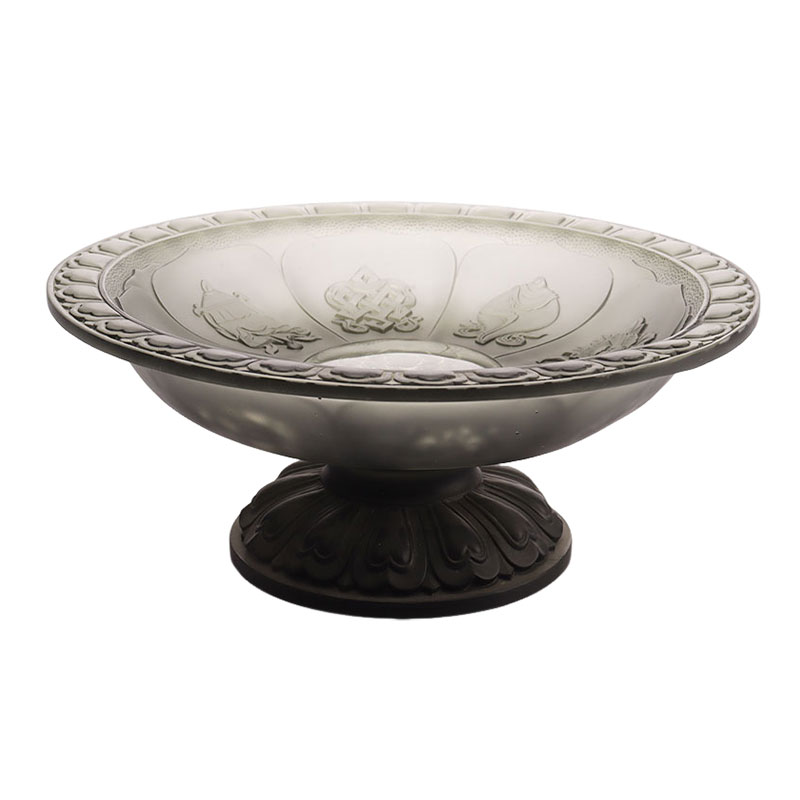 Mangkok ng prutas na kulay abong glaze