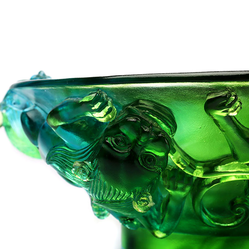 Transparent berdeng salamin na prutas na plato