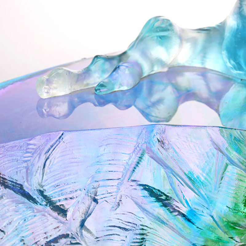 Crystal Glass na mangkok ng prutas na may palamuti ng ibon