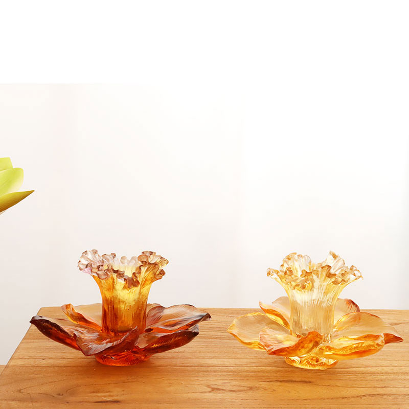 Glass Petal-shaped Candle Holder