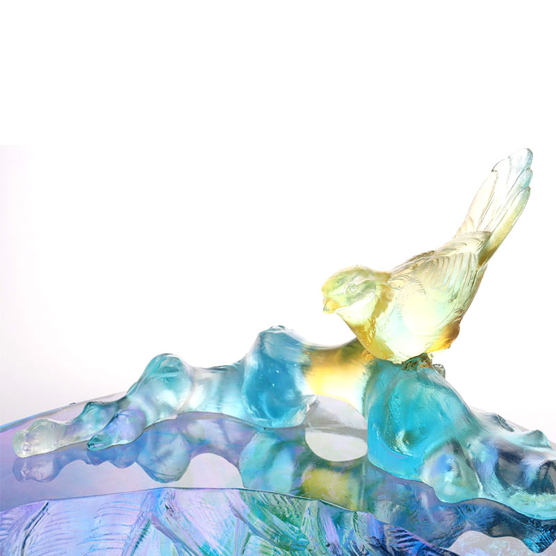 Crystal Glass na mangkok ng prutas na may palamuti ng ibon