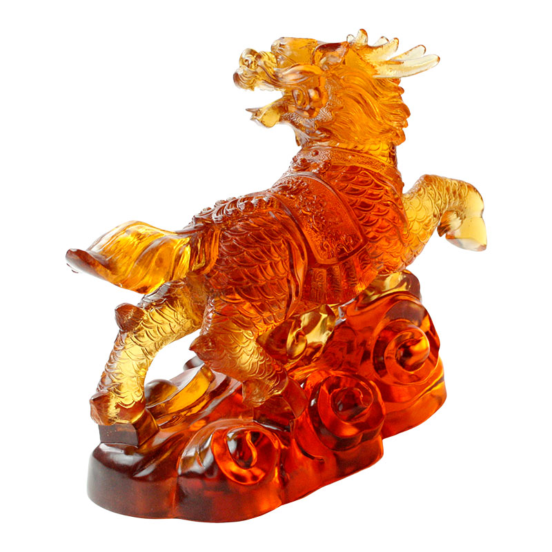 Amber glass mythical beast ornaments