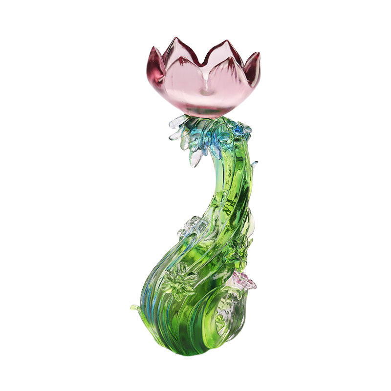 Crystal Glass Lotus na hugis kandelero