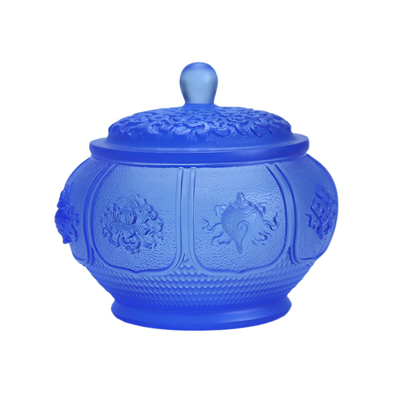 Eight Treasures Lotus series na Buddhist Altar Crystal Glass Offerings Set