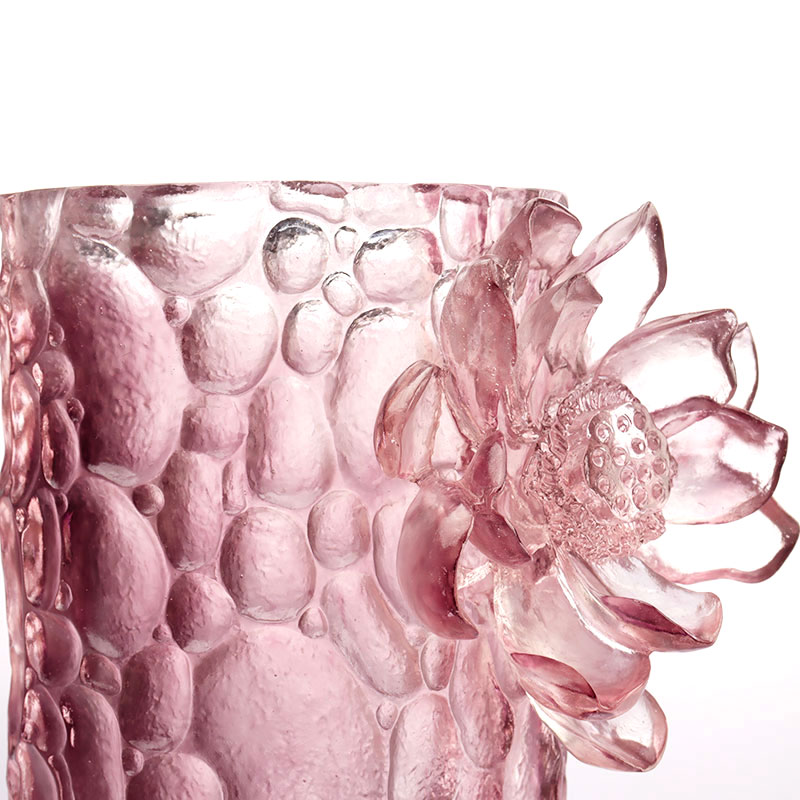 Pebble texture purple pink glass vase