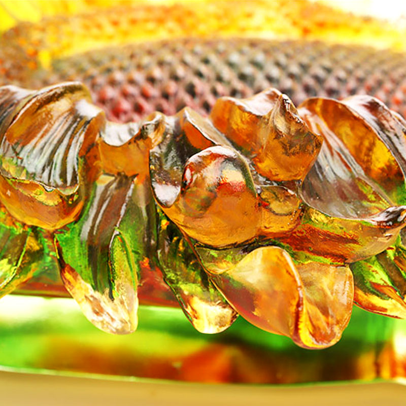 Sunflower Shape Colored Glaze Glass Fruit Tray