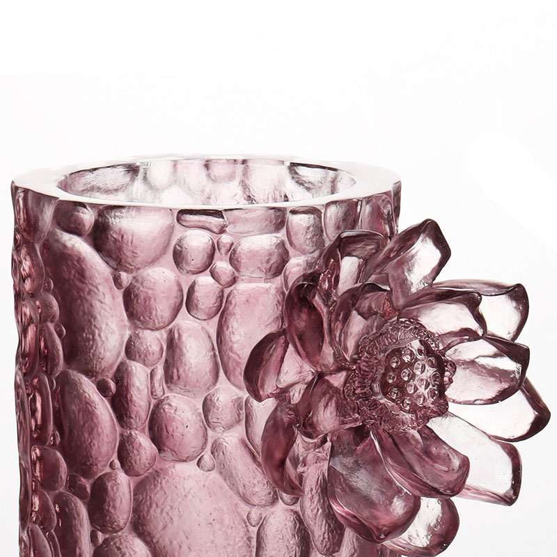 Pebble texture purple pink glass vase