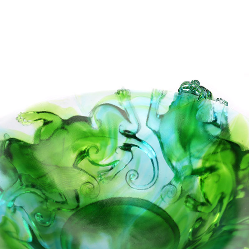 Transparent berdeng salamin na prutas na plato