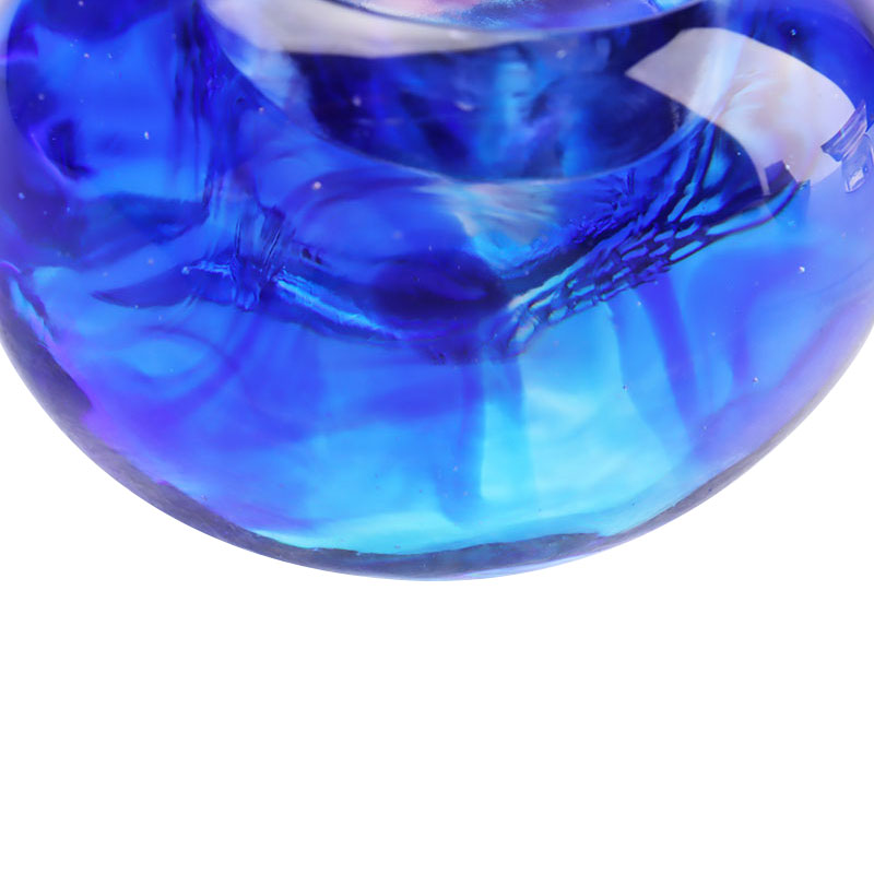 Blue colored glaze crystal carved Candle Holder