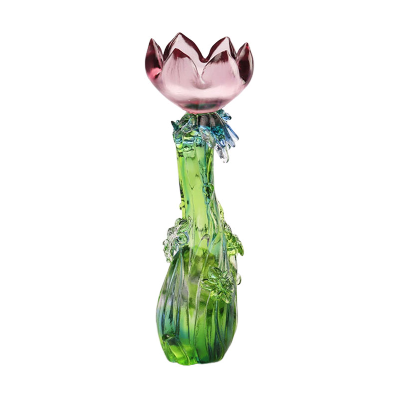 Crystal Glass Lotus na hugis kandelero