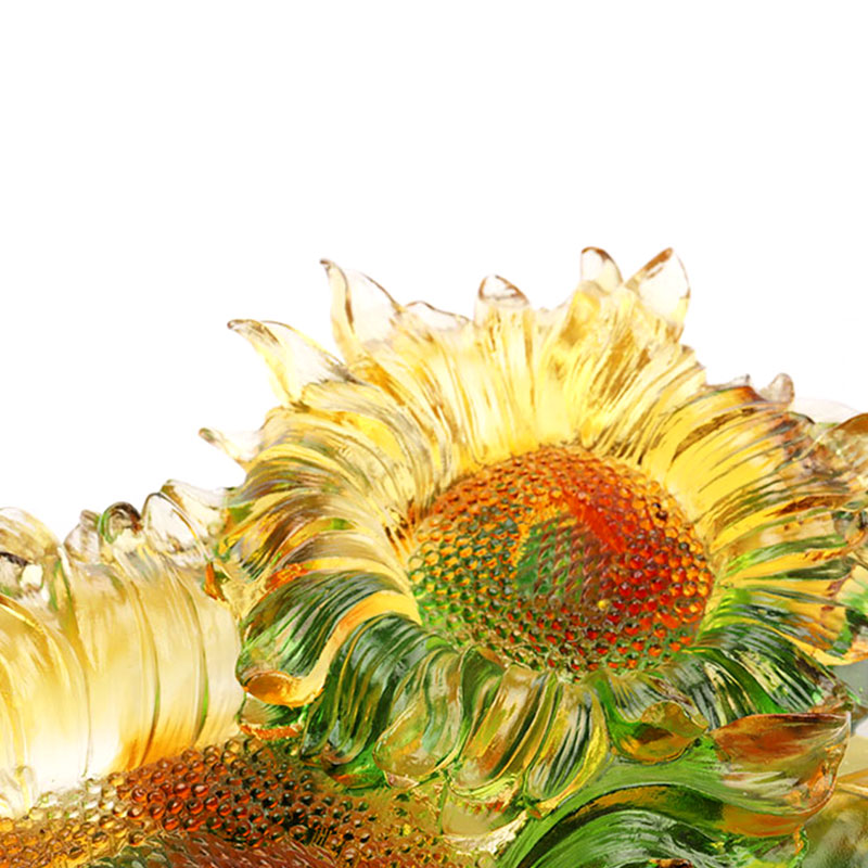 Sunflower Shape Colored Glaze Glass Fruit Tray
