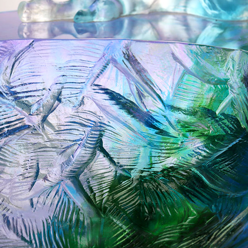 Crystal Glass na mangkok ng prutas na may palamuti ng ibon