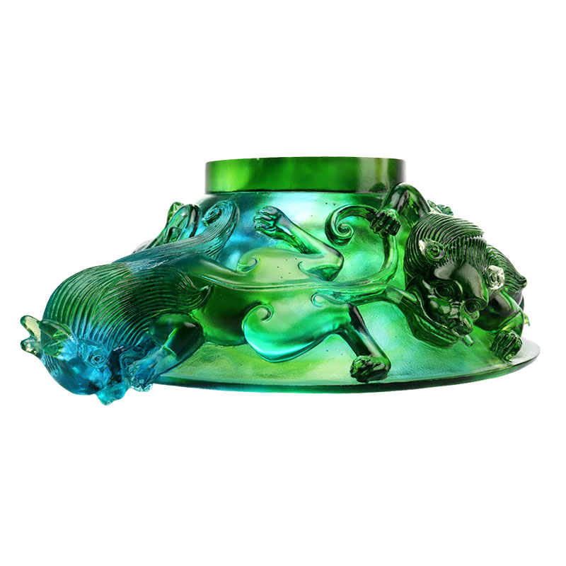 Transparent berdeng salamin na prutas na plato