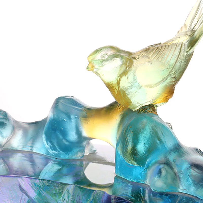 Crystal Glass na mangkok ng prutas na may palamuti ng ibon