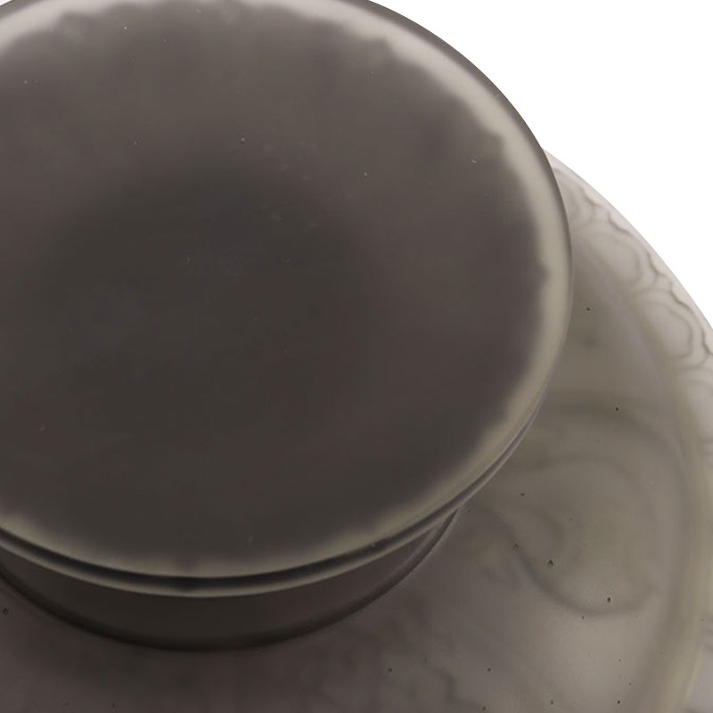 Mangkok ng prutas na kulay abong glaze