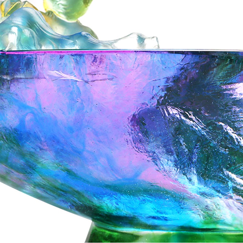 Crystal Glass na mangkok ng prutas na may palamuti ng ibon