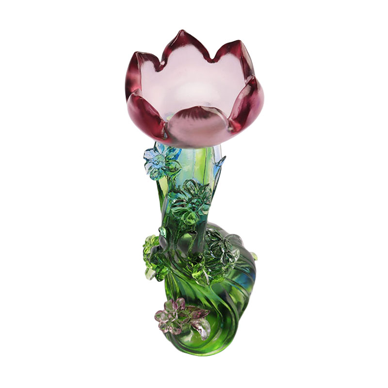 Crystal Glass Lotus na hugis kandelero