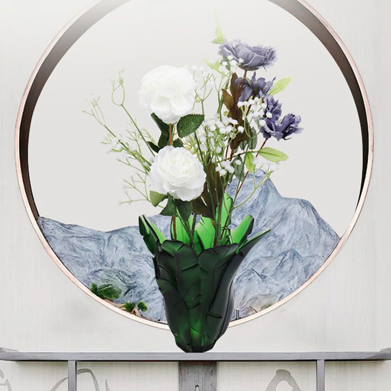 Dekorasyon sa Bahay Berdeng Dahon ng Saging Glass Vase