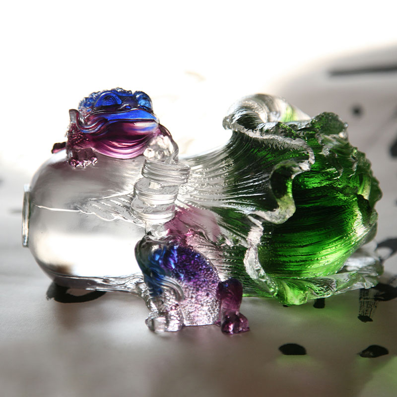 Crystal Glass Mga Ornament ng Sculpture ng palaka na ginto