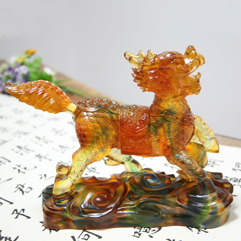 Crystal Glass Kirin Figurines Ornaments