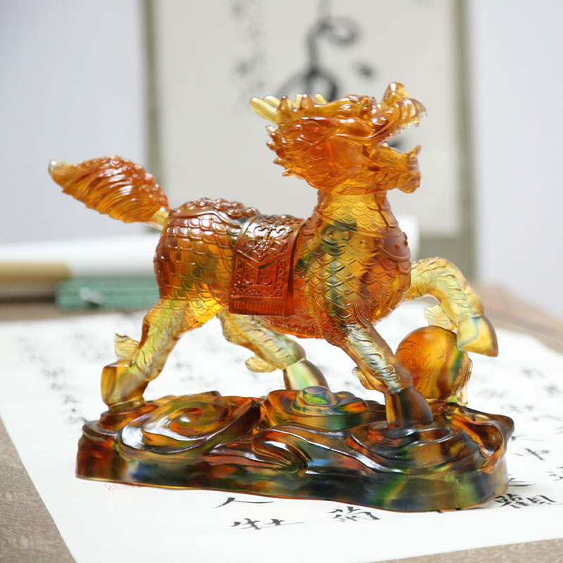 Crystal Glass Kirin Figurines Ornaments