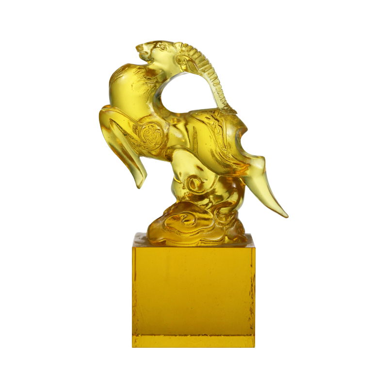 Gintong transparent sheep-shaped glass crystal seal