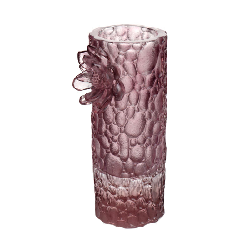Pebble texture purple pink glass vase