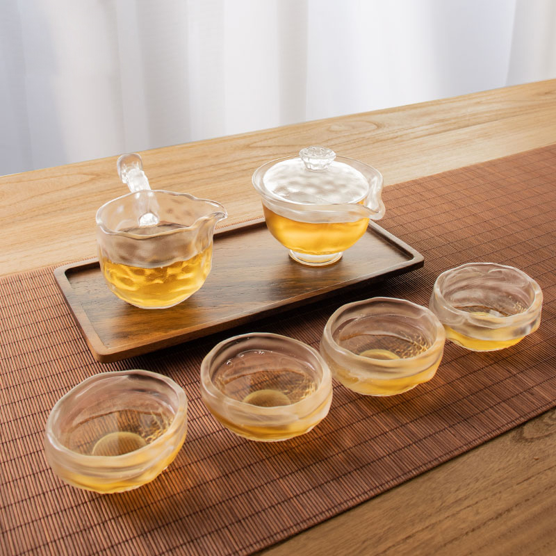 Transparent na Glass Tea Set na may Teapot, Tea Cup