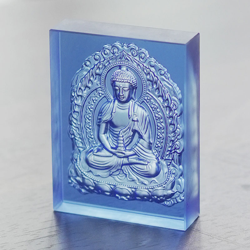 Banayad na asul na Glazed Medicine Buddha brick