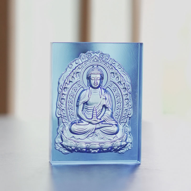 Banayad na asul na Glazed Medicine Buddha brick