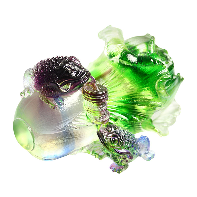 Crystal Glass Mga Ornament ng Sculpture ng palaka na ginto