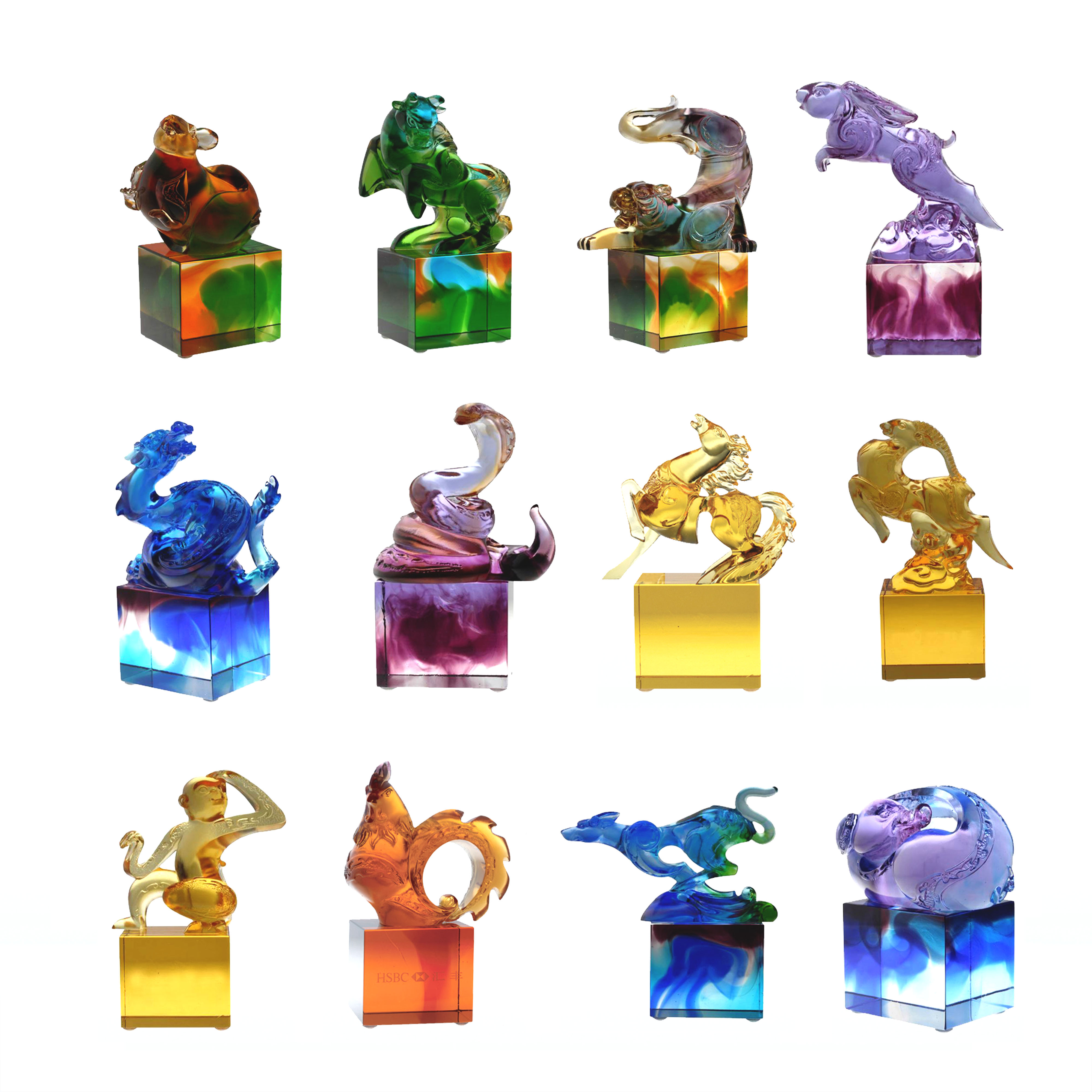 Asul-berde na klasikal na palamuting selyo ng salamin