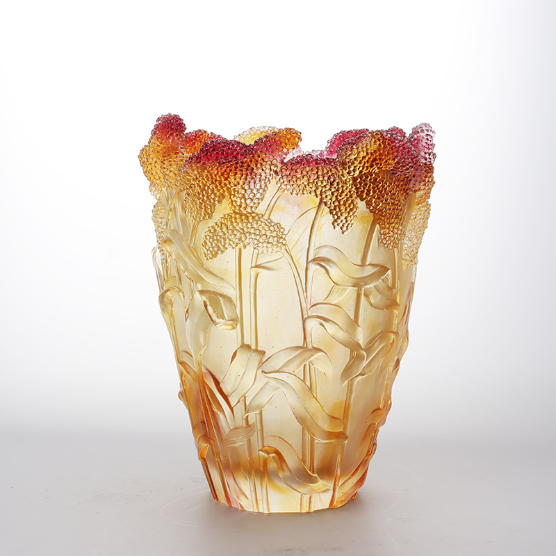 Lost-wax Casting Glass Dekorasyon sa Bahay Crystal Glass Vase 